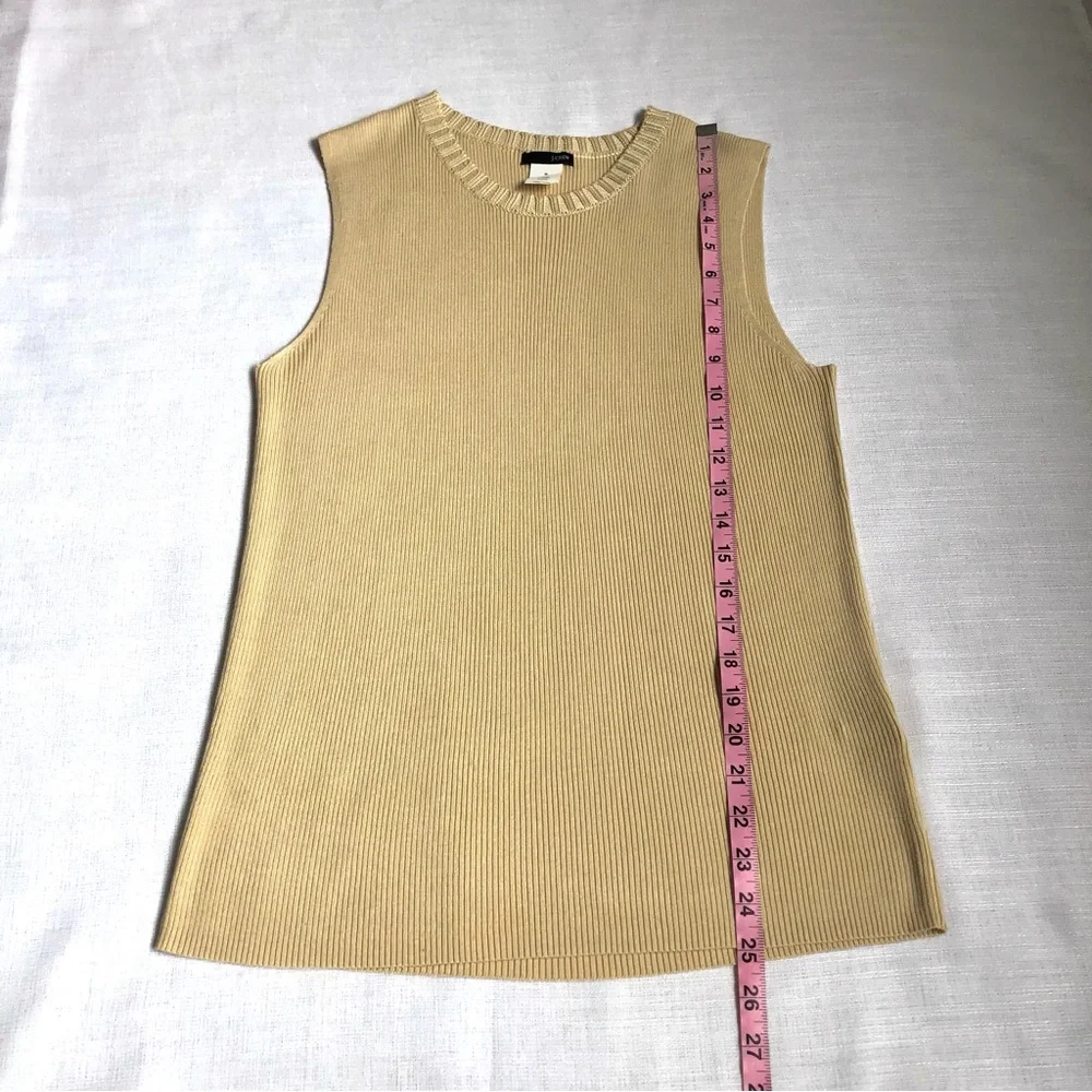 J. Crew Beige Silk Blend Knit Sweater Tank Top Size Medium Minimalist Classic